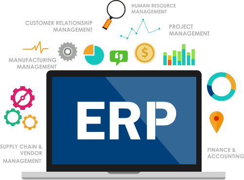 Illustration logiciel ERP - entreprise Ressource Planning